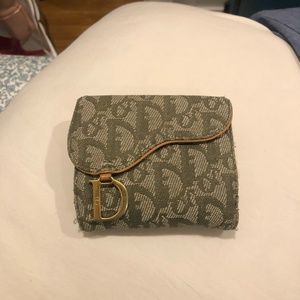 Christian Dior Monogram Compact Saddle Wallet Green